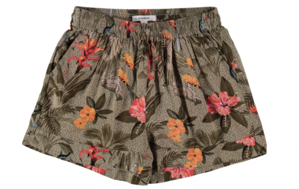 Garcia - Hose kurz khaki/Dschungel-Print